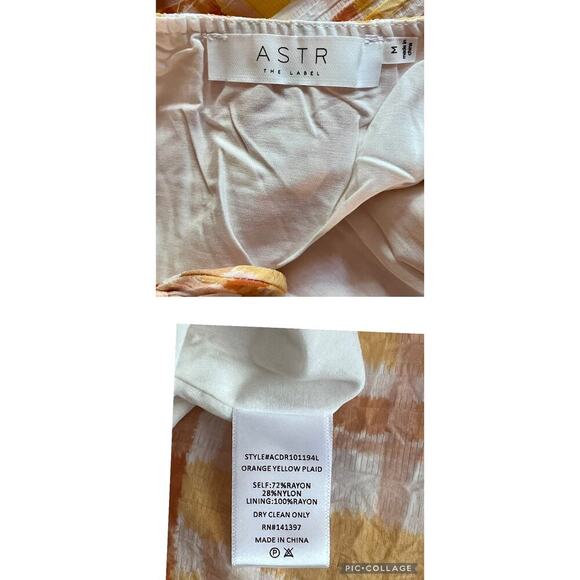 Astr The Label Anthropologie IIana Puff Sleeve Prarie Yellow Plaid Dress - Picture 4 of 17